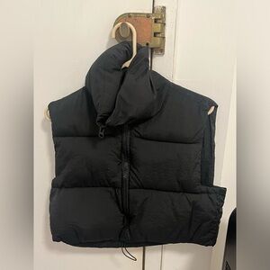 Black cropped puffer vest